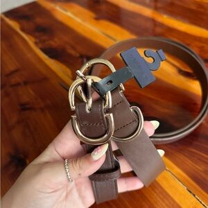 Forever 21 Brown Leather Belts with Gold Buckle - 2 belts included